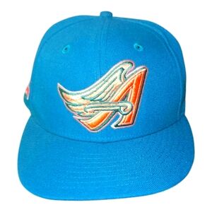Hat Club New Era 7 3/4 Anaheim Angels Cap Badlands Teal Peach Disney Wing LA Los